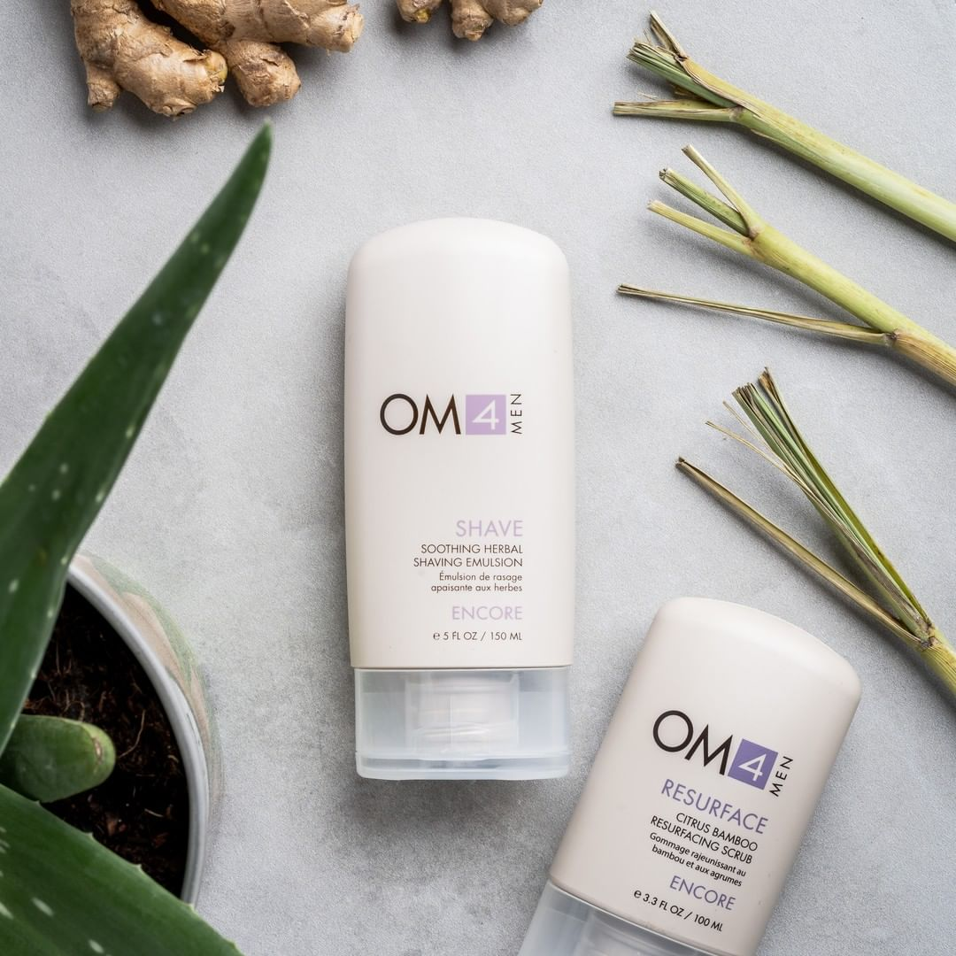 Organic-Male-OM4-Shave-Soothing-Herbal-Shaving-Emulsion-Resurface-Scrub-Duo-Lifestyle_6f49739a-a686-4022-b861-73a4d0edfbb7